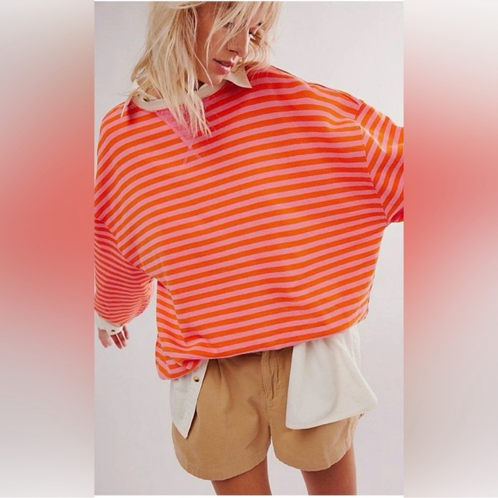 We the Free Classic Striped Oversized Crewneck